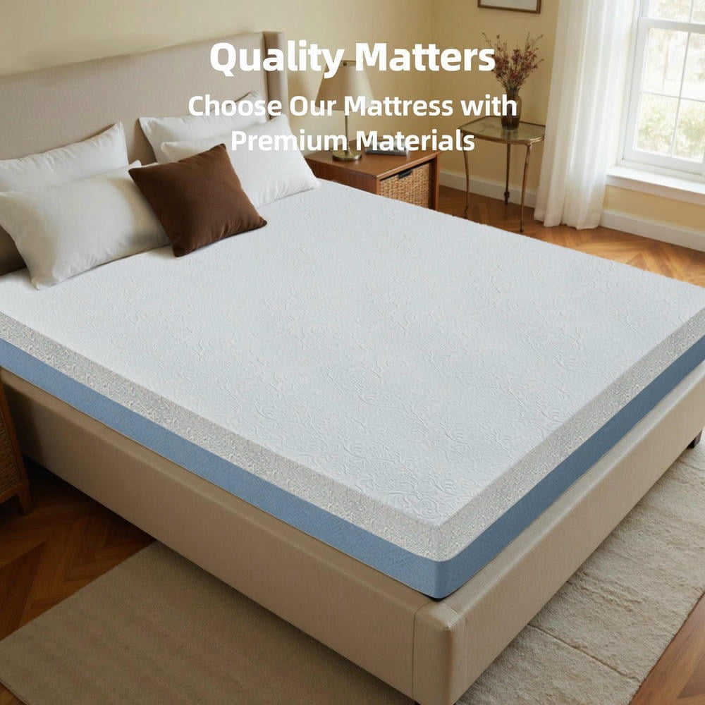 Barara King 10 Inch King Size Mattress with Copper Infusion, 7 Zonal, Adjustable Bed Compatible, Made in Japan, Blue White