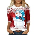 thumbnail image 2 of Homenesgenics Christmas Plus Size Tops 3X Womens Tops Fashion T-Shirt 3/4 Sleeves Blouse Round Neck Casual Tops, 2 of 4