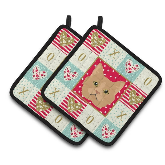 Carolines Treasures CK5160PTHD Selkirk Rex Cat Love Pair of Pot Holders, 7.5HX7.5W, multicolor