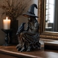 thumbnail image 5 of Halloween Witch and Raven Statue, Dark Academia Tabletop Decor,Weatherproof Gothic Halloween Table Mantel Garden Decor Mystical Holiday Gift, 5 of 7