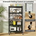 thumbnail image 4 of Gymax 5-Tier Foldable Storage Shelf w/ Wheels Adjustable Shelves Metal Shelving Unit, 4 of 10
