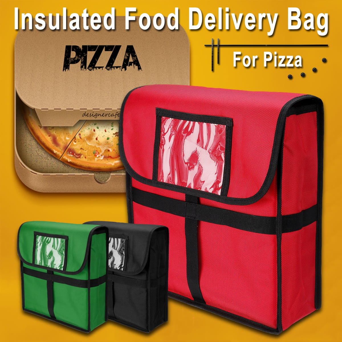 Pizza Delivery Bag Thermal Insulated Pizza Food Boxes Storage 13"x 13"x