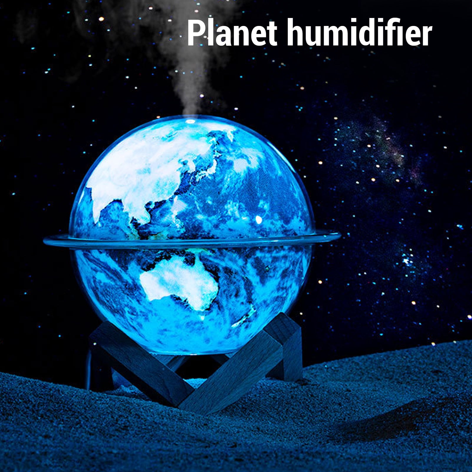 NFTIGB 330ml Planet Humidifier with Stand, 2 Mist Modes, Auto Shut-Off LED Colorful Night Light, Quiet USB Desktop Humidifier for Home Office (5.9 inches / 15 cm)
