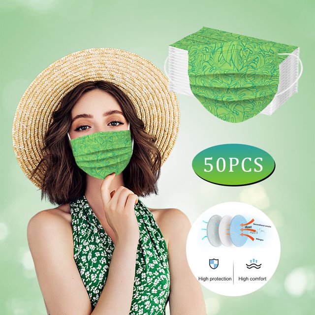Mascarilla desechable con estampado botánico de moda para adultos Mascarilla transpirable protectora Wmkox8yii hjk6780
