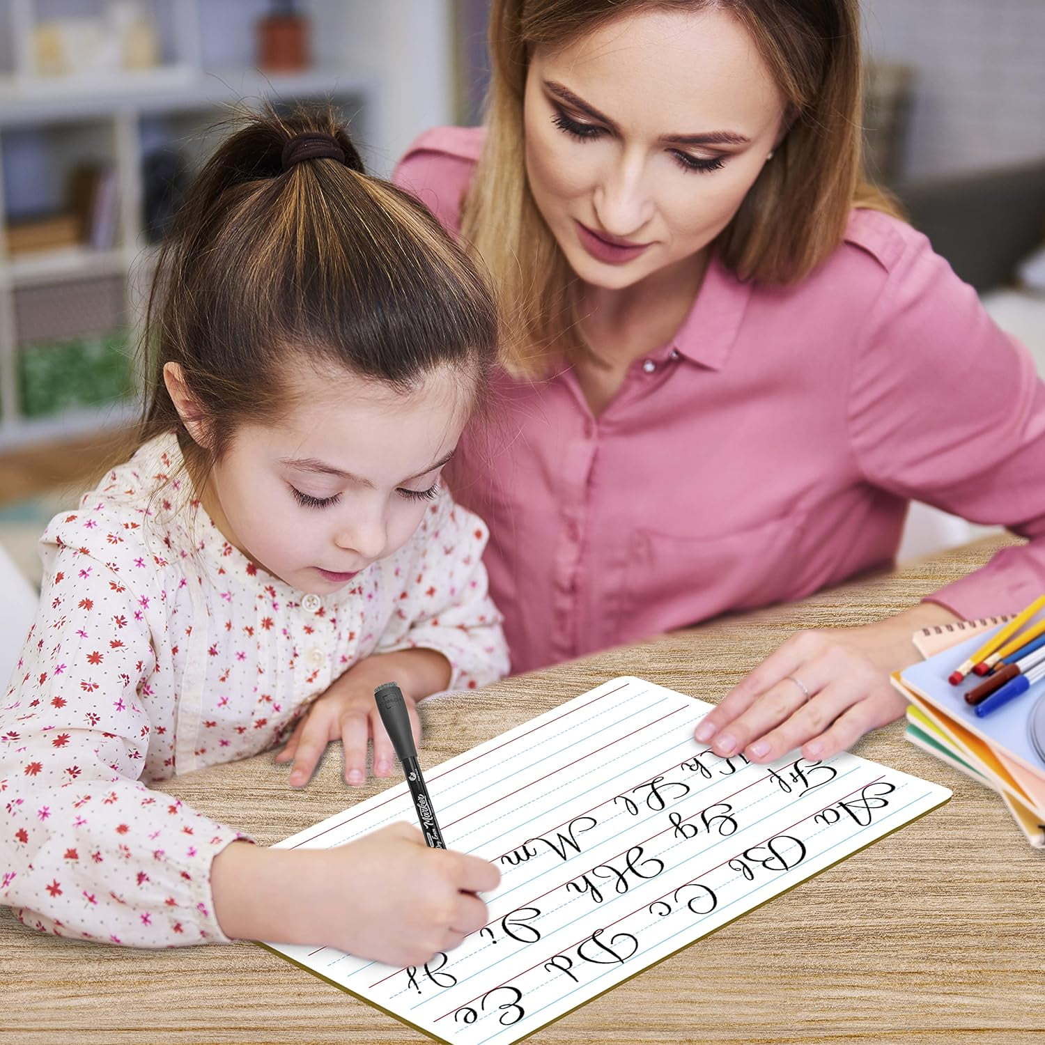 Scribbledo Lined Dry Erase Boards 9"X12"  Double Sided Ruled Whiteboards  Markers and Erasers  5 pack