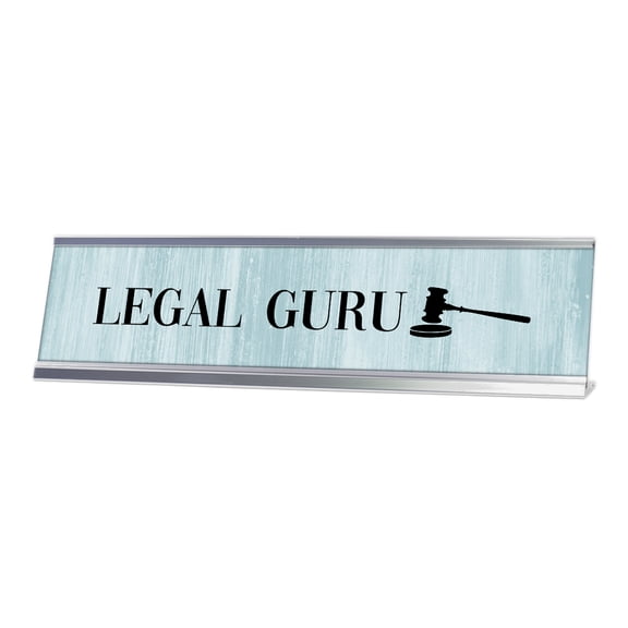 Legal Guru, Gavel, Silver Frame Desk Sign (2 x 8")