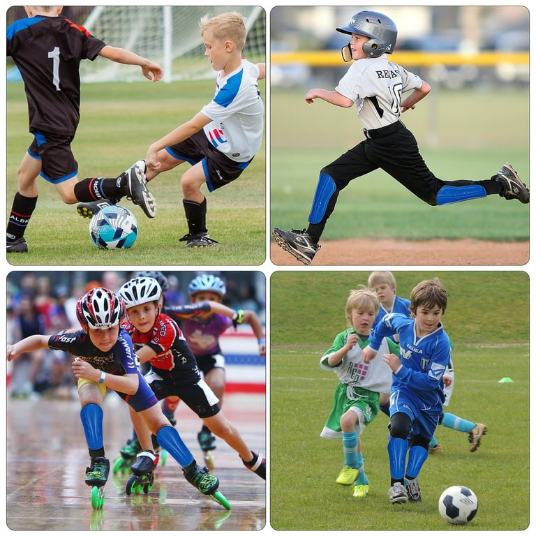 Haiku konto Oversigt Huryfox Soccer Shin Guards with Ankle Protection for Kids and Teenagers Football  Accessories ,Blue,M - Walmart.com