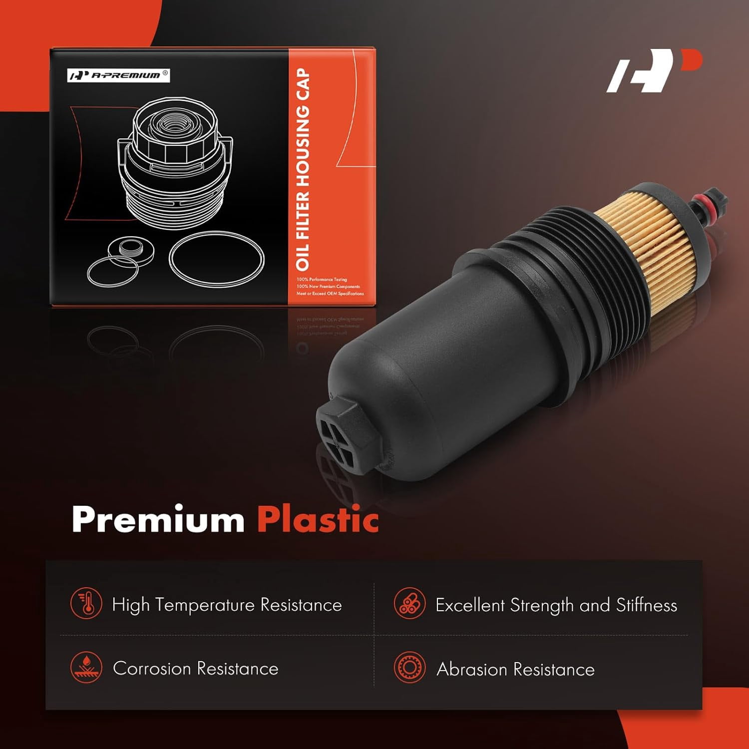 A-Premium Oil Filter Housing Cap Assembly Compatible with Ford F-150, Explorer, Fusion, Edge, Bronco & Lincoln MKZ, MKX, Continental, Aviator, Oil Filter Housing Cover, # FT4Z6A832A, FT4Z6A832B