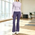 thumbnail image 2 of DYTTDG Women's Solid-Color 2-Piece Tracksuit Set | Full-Zip Long-Sleeve Stand-Collar Sweatshirt & Elastic-Waist Flared Pants Outfit for Sports, Workout & Daily Casual Wear, 2 of 7