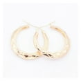 thumbnail image 2 of 1 3/8" Rhombus Shape Textured Hoop Women’s Adult Earrings 10K Yellow Gold, 3.26 Gr – Goldum NYC, 2 of 7