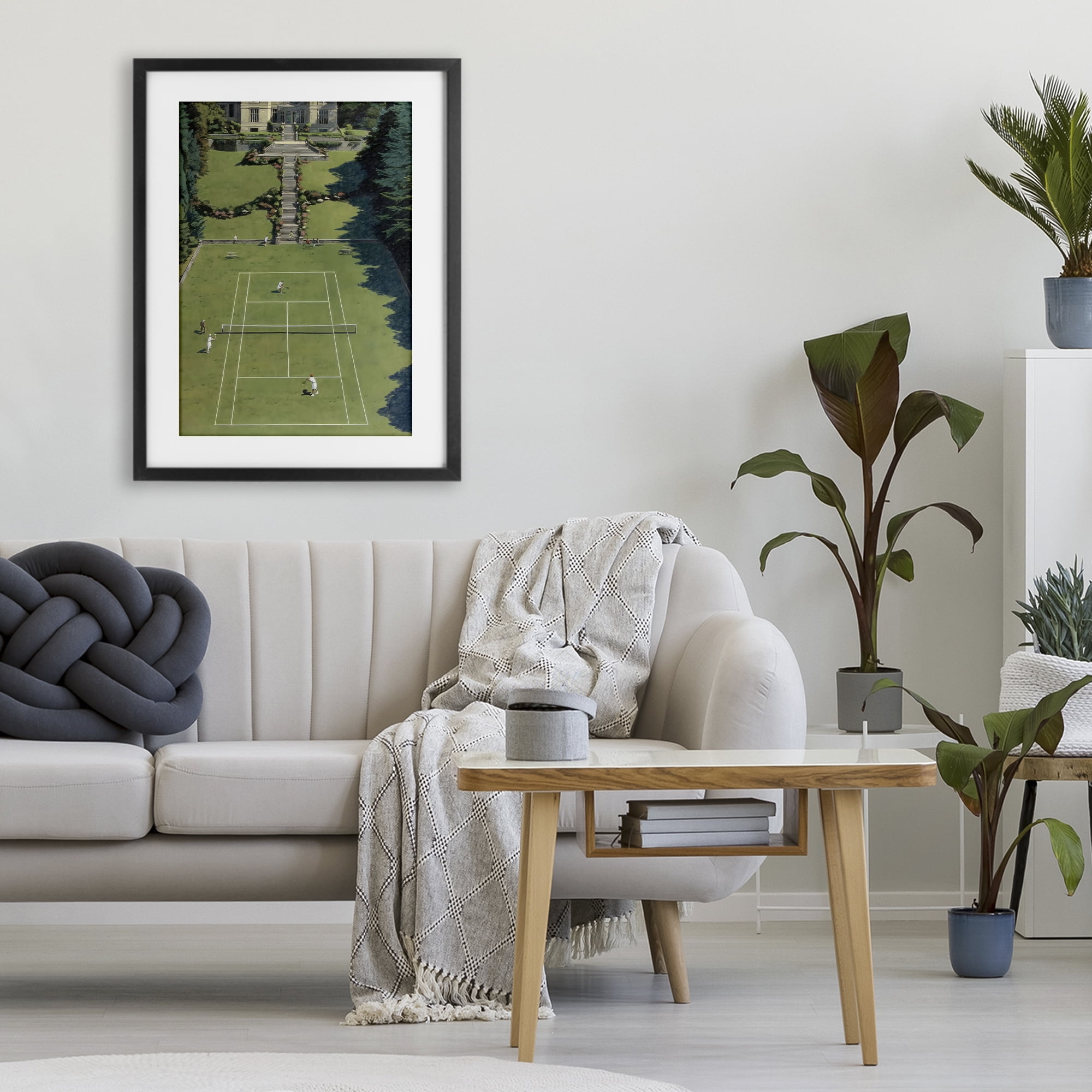 Stupell Industries Tennis Court at Mansion Black Framed Print Under Glass, design by Petal Prints Design