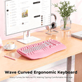 thumbnail image 2 of MEETION Pink Wave Keys Wireless Ergonomic Keyboard, Wrist Rest, 2.4G/USB-C, for Windows/Mac, 2 of 7
