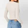 thumbnail image 5 of Women's Long Sleeve Henley Ribbed Fall Top Casual Winter T-Shirt, 5 of 9