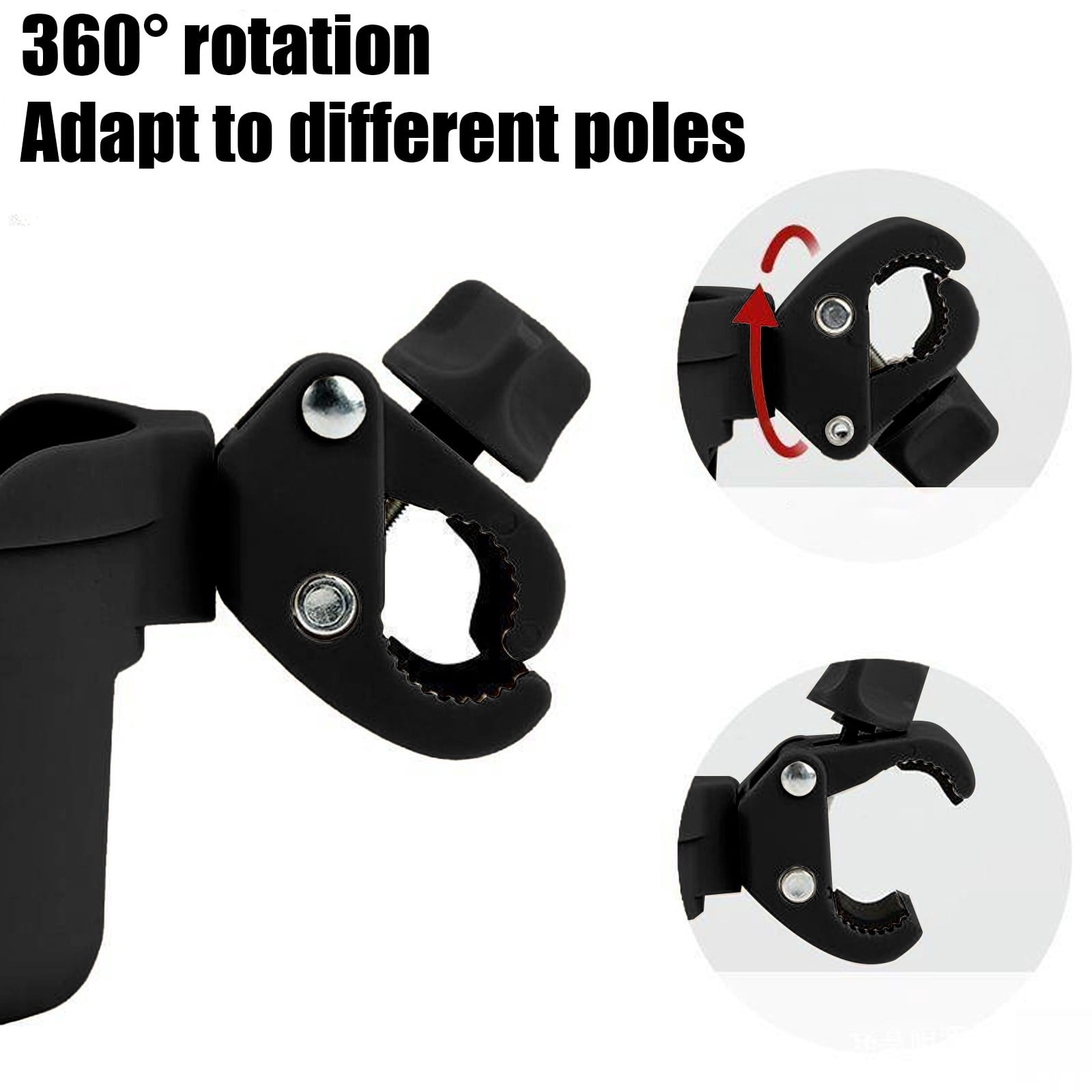 Snmubt Universal Stroller Cup Holder, 2-in-1 Phone Holder with 360° Rotation, Drinks and Cellphone Stand for Stroller (Black)