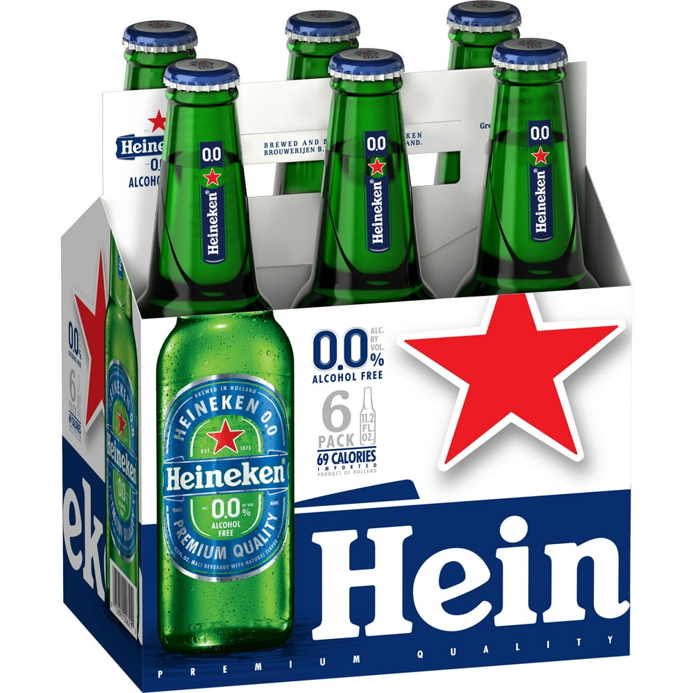 Heineken 0.0 Non-Alcoholic Beer, 6 Pack, 11.2 fl oz bottles - Walmart ...