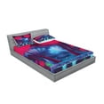 thumbnail image 2 of Mushroom Fitted Sheet & Pillow Sham Set, Magic Mushrooms with Vibrant Neon Design Graphic Image Enchanted Forest Theme Print, Decorative 6 Piece Bedding Decor Set, Queen, Blue Red, by Ambesonne, 2 of 3