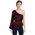 thumbnail image 4 of Minkpink Womens One-Shoulder Peplum Top, Wine/S, 4 of 7