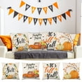 thumbnail image 1 of DecorX Fall Pillow 18×18 Inch Set Of 4 Autumn Pumpkin Pillow Holiday Rustic Linen Pillow Case For Sofa Couch Farmhouse Thanksgiving Fall Decorations Throw Pillow, 1 of 7