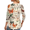 thumbnail image 3 of SHE IS Womens 3/4 Sleeve Tops, Floral Shirts for Women 2025 Womens Long Sleeve Tops Dressy Casual White 3/4 Length Sleeve Womens Tops Plus Size Fall Loose Fitting Basic Tees for Women, 3 of 5