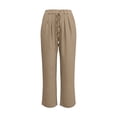 thumbnail image 5 of ClodeEU Women's Solid Color Drawstring Wide Leg Straight Pants with Pockets,Loose Fit Casual Long Trousers Khaki,Womens Plus XXL, 5 of 5