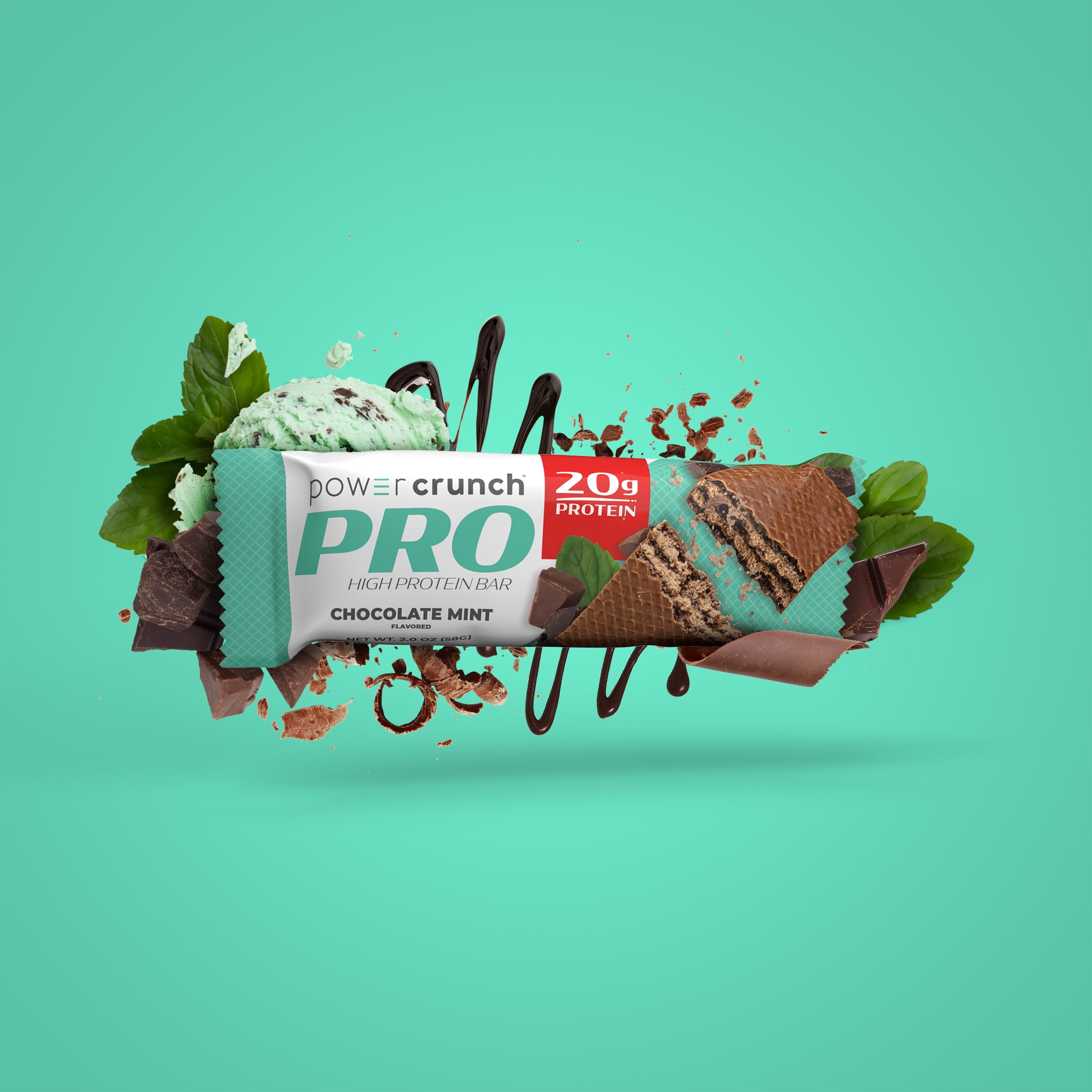 (2 pack) Power Crunch PRO High DH Hydrolyzed Whey Protein Bar, Chocolate Mint, 8.2 oz, 4 count
