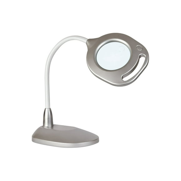 OttLite 2-in-1 - Floor/desk magnifying lamp - LED - lens: 127 mm diameter - magnification: 1.75x/4x - natural daylight - silver