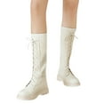 thumbnail image 6 of CAIXIA Girls Knee High Boots with Side Zipper Lace-up Sparkly Riding Shoes for Kids Party Christmas Holiday, 6 of 7