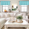 thumbnail image 4 of Turquoise Checkered Kitchen Curtain Valances for Windows Farmhouse Short Curtains, Farmhouse Buffalo Plaid Rod Pocket Valance Curtain for Bedroom Cafe Living Room 42"x18", 4 of 8