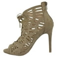 thumbnail image 3 of Wild Diva Women Stiletto Heels Open Peep Toe Cutout Pumps Lace Up Back Zipper BERLIN-101 Beige Taupe 8.5, 3 of 3