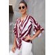thumbnail image 2 of ABPHQTO Blusa de mujer con cuello en V y manga 3/4 de rayas verticales rojas, 2 of 5