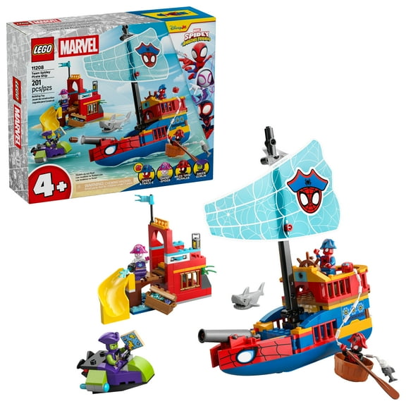 LEGO Marvel Spidey And His Amazing Friends Team Spidey Pirate Ship Building Toy for Kids - Super Hero Pretend Play Set for Preschool Boys & Girls, Ages 4  - Gift Idea for Birthdays - 11208