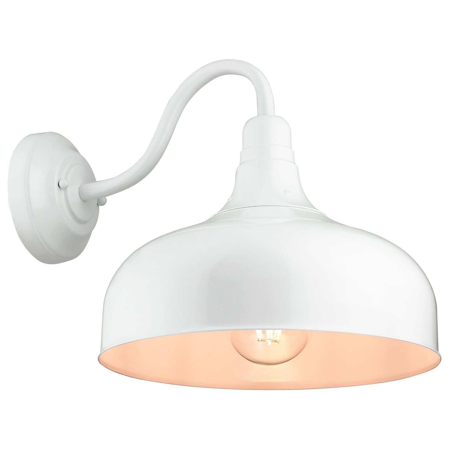Diodesy- FIX/GN/E26/WHITE Outdoor Gooseneck Barn Light, Farmhouse Exterior Wall Mount Light Vintage, 12 Inch Industrial White Wall Lantern for Porch, Entryway, Garage, 60W Max, E26 Medium Base, UL