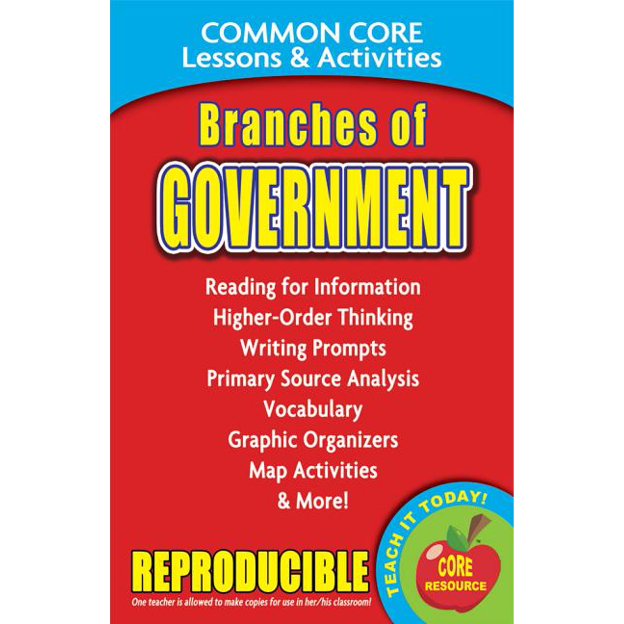 Common Core: Branches of Government: Common Core Lessons & Activities (Paperback)