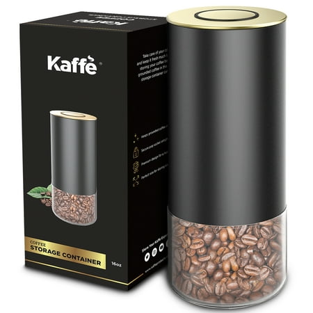 Kaffe Coffee Canister, Perfect Coffee Container Airtight, Smart Coffee Canister for Ground Coffee, Glass Jar, (16oz)