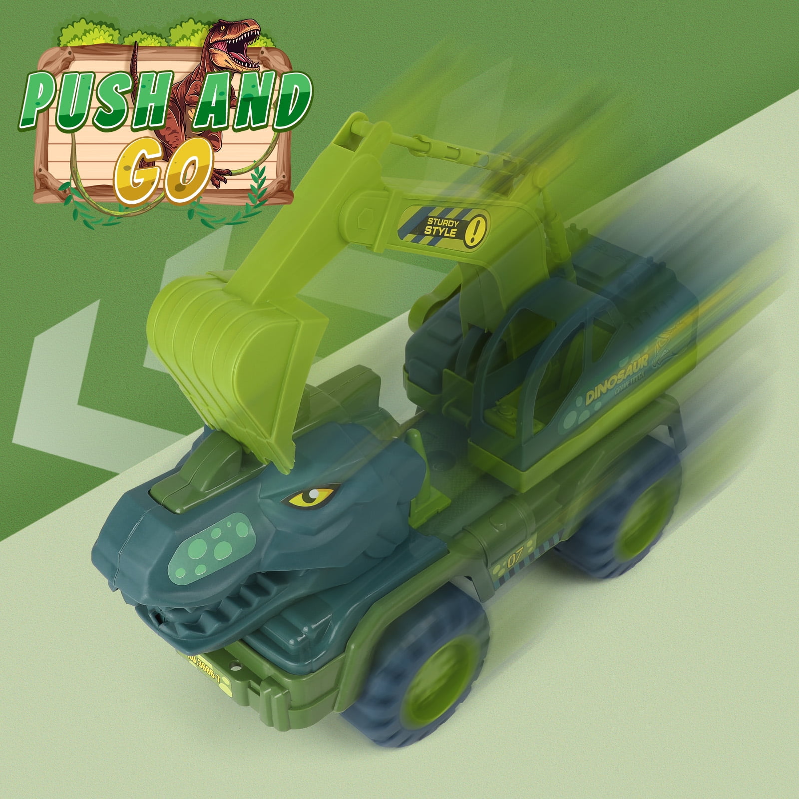 Dinosaur Toy Truck for Boys, Dinosaur Large Construction Vehicle, Tyrannosaurus Rex Excavator, Dinosaur Toys Gift for Boys Kids Ages 3+