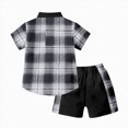 thumbnail image 4 of KPOPLK Boys Fall Outfits 2Piece Casual Checkered Short Sleeve Shirt and Short Set Kids Warm Clothes Sset for Kids 4T 5T 6T 7T 8T 9T Size 5-6 Years, 4 of 4