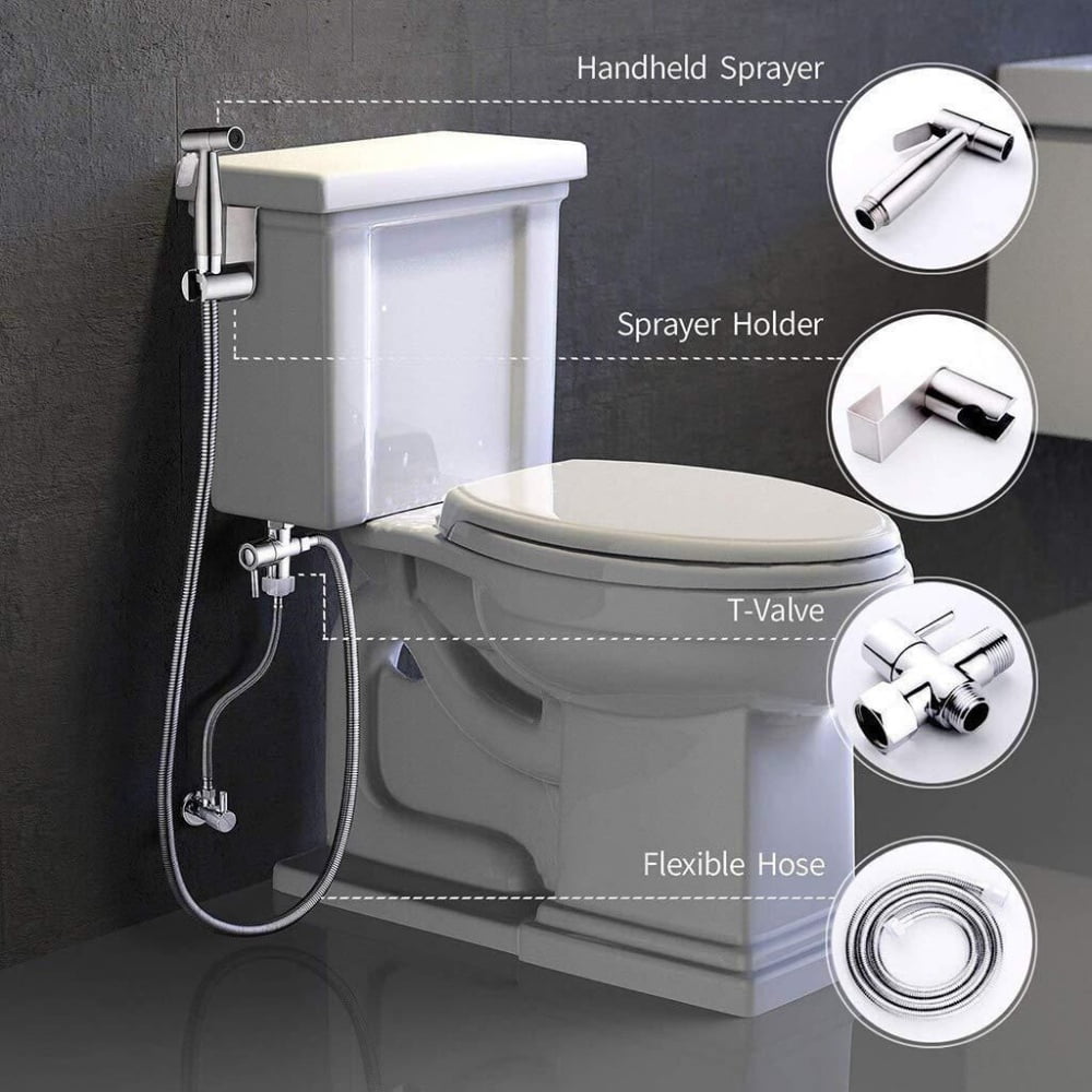 Handheld Bidet Sprayer for Toilet,Stainless Steel Handheld Sprayer Kit,Upgraded Jet Sprayer for Toilet w/Leakproof Hose, High Pressure Bathroom Bidet Sprayer Set Muslim Shower