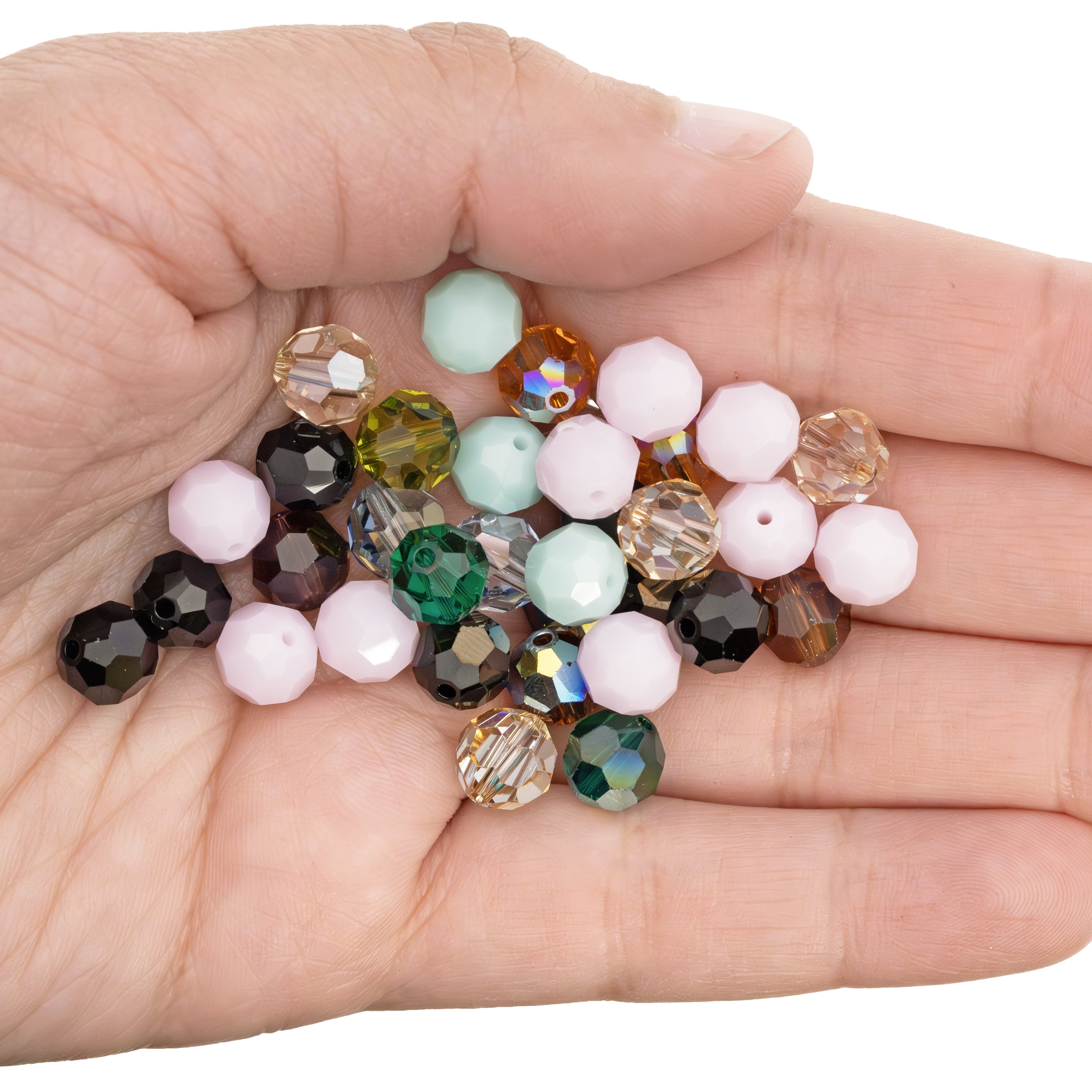 The Beadsmith Swarovski Crystal Mix – 8mm Faceted Round Crystals Assortment, Opaque & Translucent Color Mix, 36pc