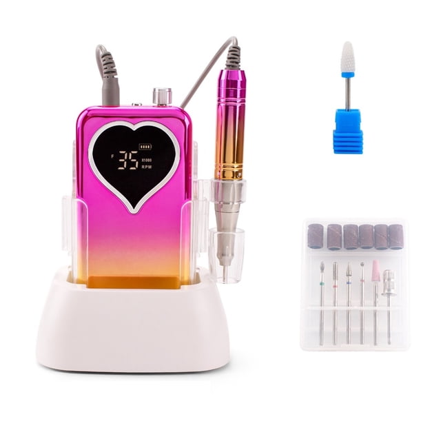 35000RPM Coreless Motor Portable Nail Drill Machine Manicure Polishing Rechargeable Battery Cordless Powerful With Base ,Easy to Use