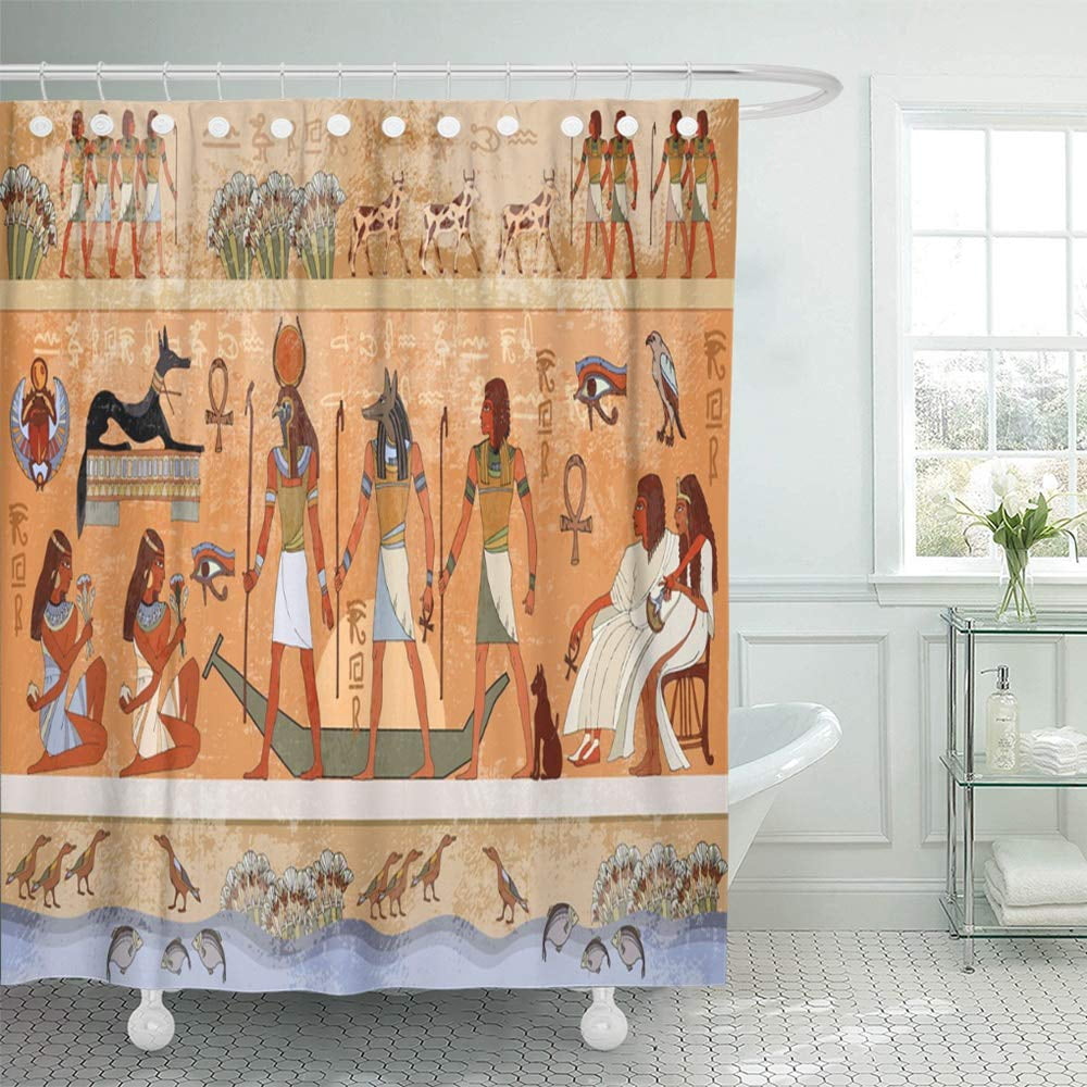 PKNMT Ancient Egypt Scene Mythology Egyptian Gods and Pharaohs Hieroglyphic Carvings Bathroom