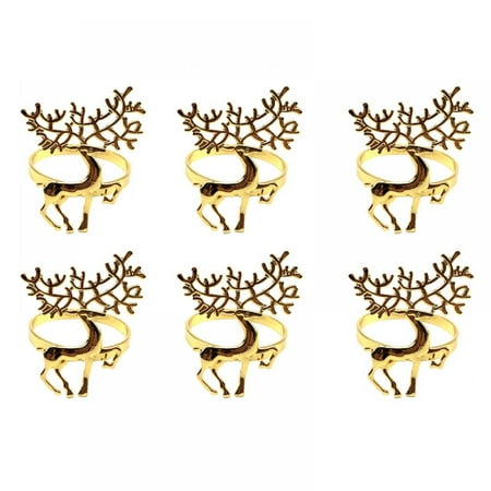 

6Pcs Christmas Napkin Rings Holders Deer Napkin Rings for Christmas Dinners Parties Wedding Adornment Table Decor for Christmas and Home Kitchen Dining Table Linen Accessories