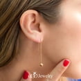 thumbnail image 3 of 555Jewelry Womens Stainless Steel Small Ball Glitter Drop Threader Thread Dangle Delicate String Pull Through Long String Chain Minimal Fashion Accessory Jewelry Earrings, Pink Rose Gold, 3 of 5