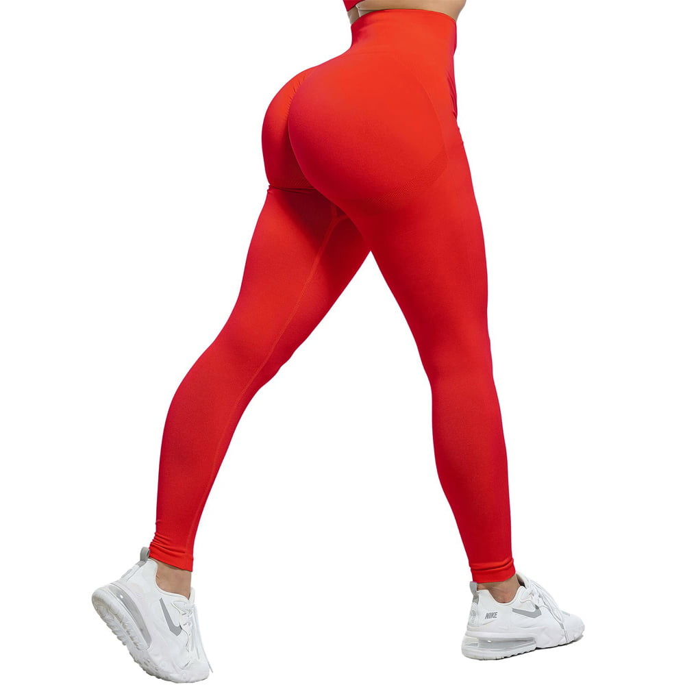 Summer Luxe Collection in Red- Scrunch Bum Gym Leggings - Empowerclothingltd