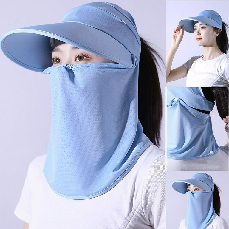 Summer Sport Hiking Anti UV Female Outdoor Foldable Women Neck Cover Hat  Sun Cap Wide Brim Ponytail Hat STYLE2