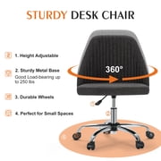 MCQ Stylish Twill Upholstered Lounge Office Desk Chair, Height-Adjustable Chair, Dark Grey