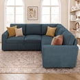 thumbnail image 4 of Marrber Modern Corduroy L-Shaped Sectional Sleeper Sofa, Modular Design with Pull-Out Bed and Storage, Blue, 4 of 9