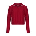 thumbnail image 5 of FRSASU Women's Zip up Cardigan Sweater Long Sleeve Jacket Crewneck Solid Casual Coat Wine, 5 of 7