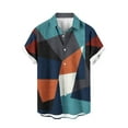 thumbnail image 2 of Qertyioot Grande Taille Chemise Imprimée Géométrique à Manches Courtes Col Rond Ample pour Hommes Printemps, 2 of 4
