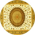 thumbnail image 1 of Ahgly Company Machine Washable Indoor Round Medallion Yellow Traditional Area Rugs, 5' Round, 1 of 4