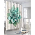thumbnail image 3 of Turquoise Succulent Shower Curtain Set ，Waterproof Fabric Shower Curtains Watercolor Green Leaves Ferns Plants Shower Curtains for Bathroom,Bathroom Decor 36"x72", 3 of 6